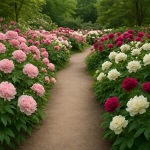 Rappresentazione illustrativa della fioritura di peonie a Vitorchiano (immagine non ufficiale)