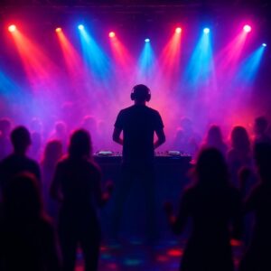 Rappresentazione generata di una serata dance al Matrioska per il closing party di Memories 80's-90's (immagine non ufficiale).