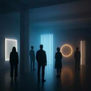 Rappresentazione generata di un festival di arte contemporanea dedicato alla luce a Parma (immagine non ufficiale).