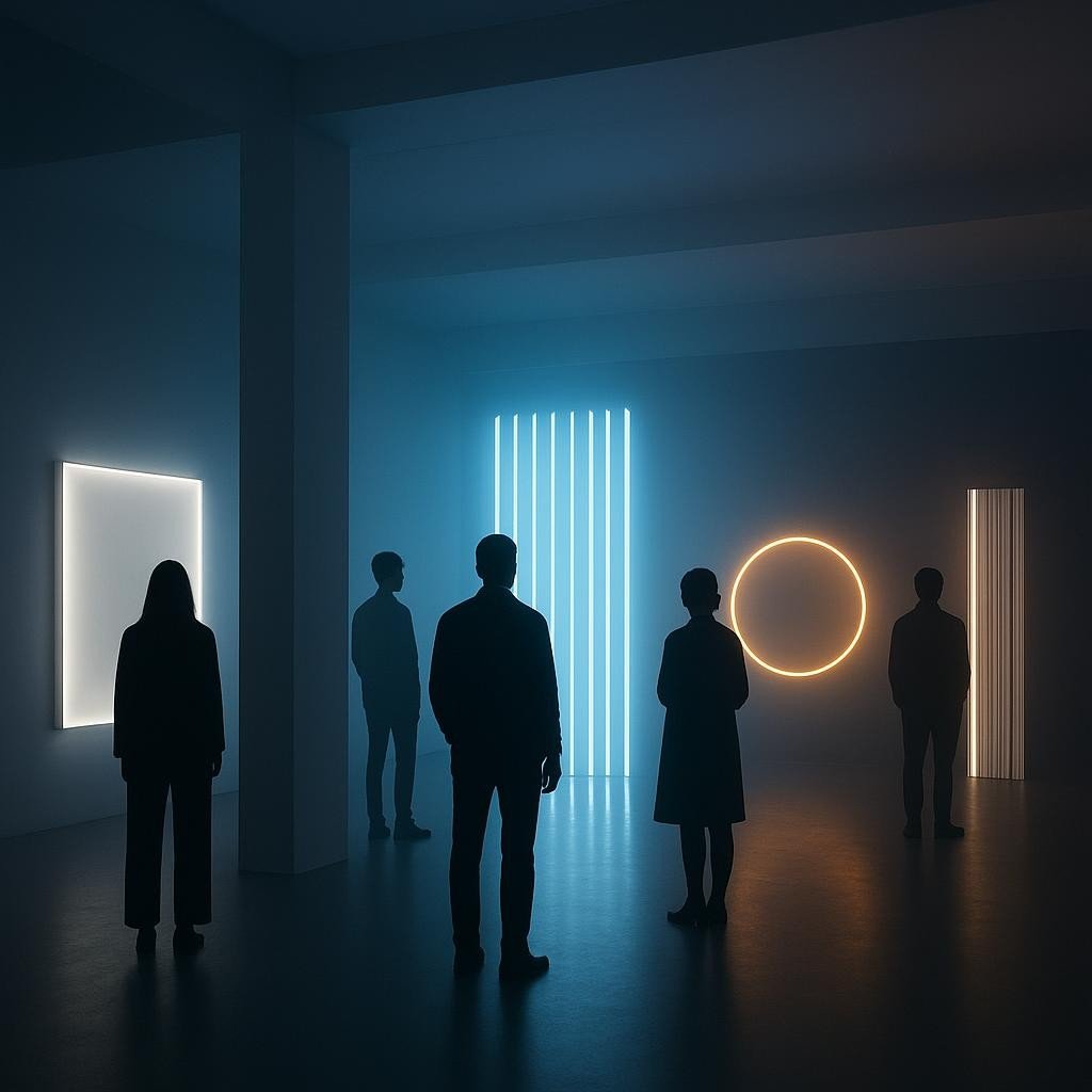 Rappresentazione generata di un festival di arte contemporanea dedicato alla luce a Parma (immagine non ufficiale).