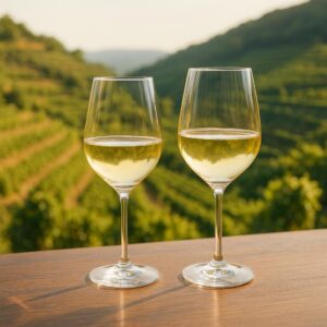 Illustrazione ispirata a Rassegna del Müller Thurgau in Valle di Cembra (immagine non ufficiale).