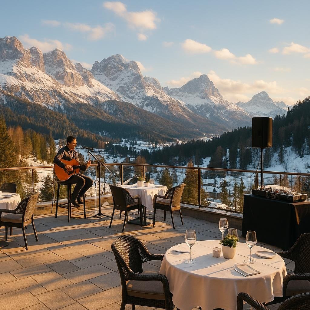 Illustrazione ispirata a Après-ski di primavera al Super G di Cortina (immagine non ufficiale).
