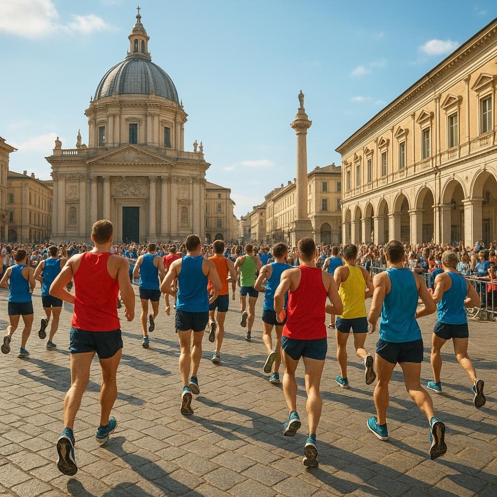 Illustrazione ispirata a Padova Marathon, sport e festa lungo la città (immagine non ufficiale).