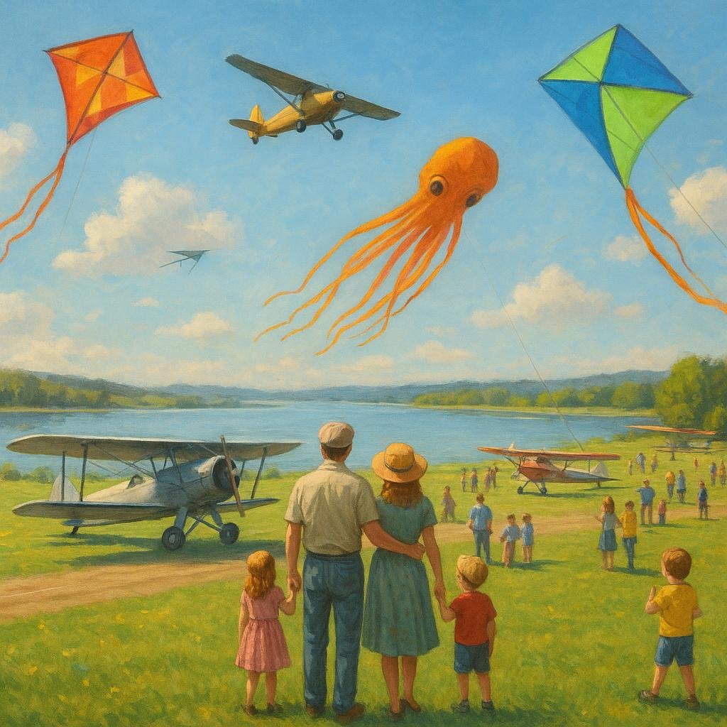 Manifestazione aeronautica con aerei storici e aquiloni a Castiglione del Lago (immagine non ufficiale)