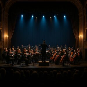 Concerto orchestrale dedicato a Modugno in un teatro storico di Bisceglie (immagine non ufficiale)