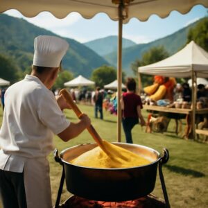 Illustrazione ispirata a A Brumano una domenica dedicata alla polenta e ai sapori della valle (immagine non ufficiale).