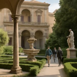 Illustrazione ispirata a A Siena visite guidate gratuite tra fonti, giardini e arte (immagine non ufficiale).