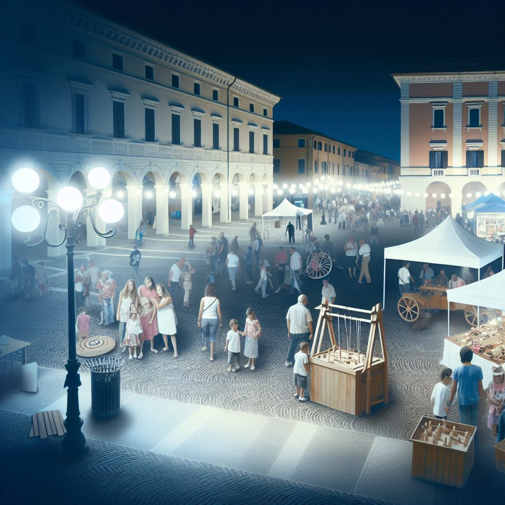 Scena serale ispirata alla notte bianca nel centro di Calcio (immagine non ufficiale).