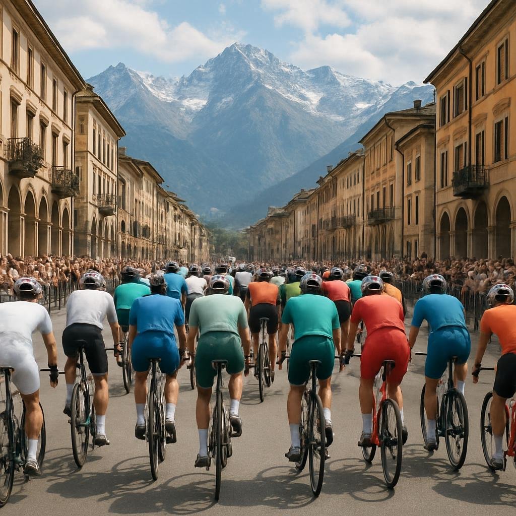 Immagine rappresentativa della partenza da Feltre della tappa dolomitica del Giro 2026 (immagine non ufficiale)