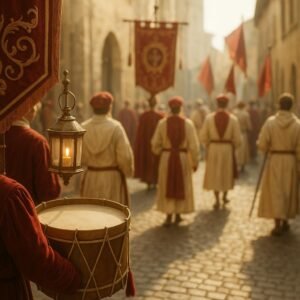 Illustrazione generata per Orvieto rinnova il Corpus Domini tra dame e corteo storico (immagine non ufficiale)