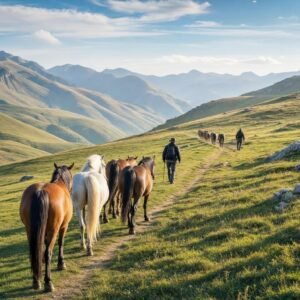 Immagine illustrativa generata per l'evento Al Voltigno torna la transumanza dei cavalli con ritrovo a Carpineto della Nora (immagine non ufficiale)