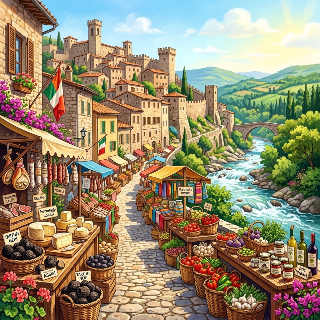 Immagine artistica di La Quarta di Scheggino: mercato d'eccellenza in Valnerina (La Quarta di Scheggino - Mercato Prodotti Tipici e Artigianali - immagine non ufficiale)