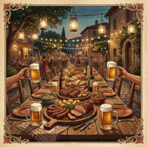 Immagine artistica di Busso d'Estate a Panicarola: festa della gastronomia e musica (Busso d'Estate - Festa del Bisonte - immagine non ufficiale)