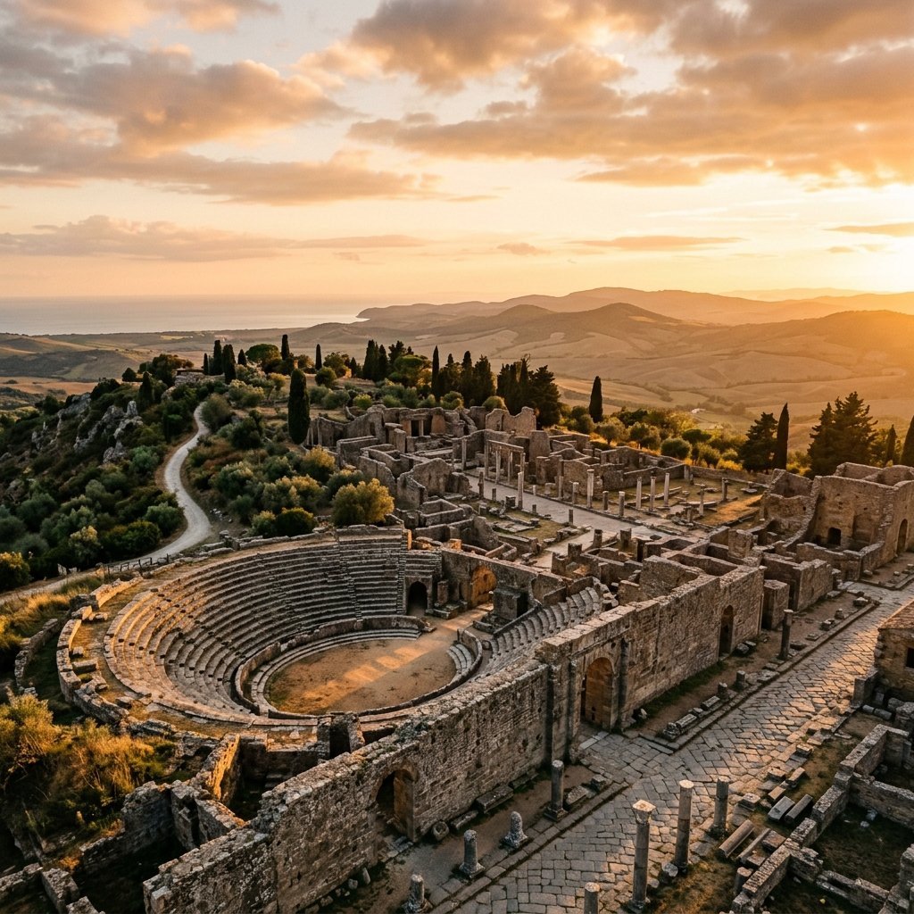 Immagine artistica di Aperture notturne straordinarie al Parco Archeologico di Roselle (I venerdì dell’archeologia - immagine non ufficiale)