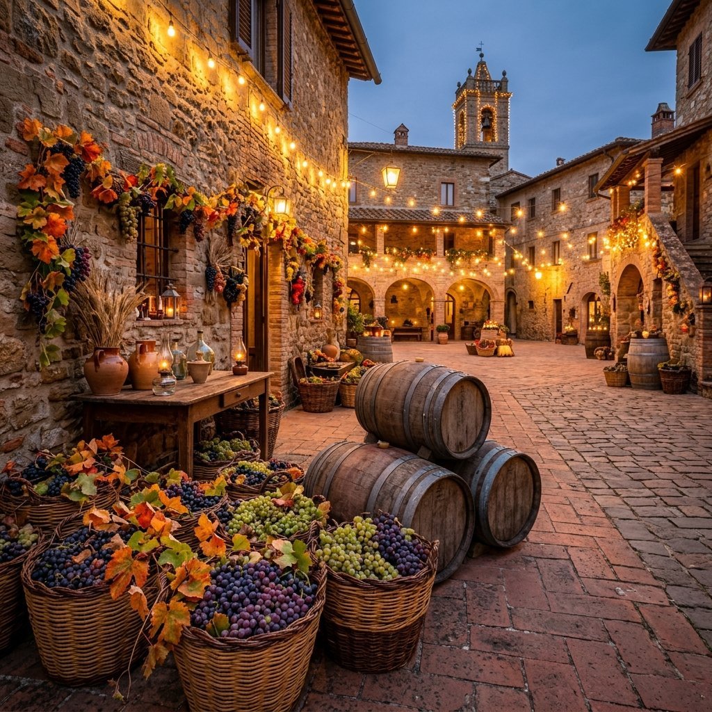 Rappresentazione artistica dell'evento Storica Festa dell'Uva di Impruneta: Carri Allegorici e Sfida dei Rioni (Festa dell'Uva dell'Impruneta - immagine non ufficiale)