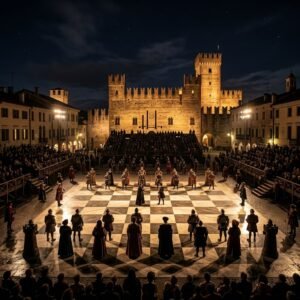 Immagine artistica di La leggendaria Partita a Scacchi a personaggi viventi di Marostica 2026 (Partita a Scacchi 2026 - immagine non ufficiale)