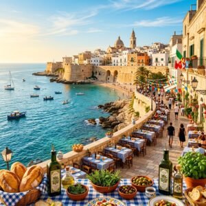 Locandina artistica rappresentativa dell'evento Manfredonia in Festa: Percorsi Culturali, Notti sul Mare e Tradizioni del Gargano (Manfredonia in Festa: Cultura, Turismo e Tradizioni - immagine non ufficiale)