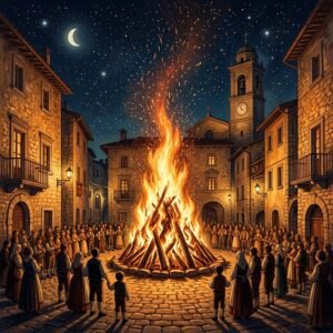 Locandina artistica rappresentativa dell'evento I Fuochi di Sant'Antonio Abate: La Tradizione dei Falò ad Alberona (I Fuochi Di San't Antonio Abate - immagine non ufficiale)