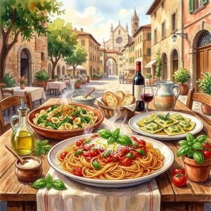 Rappresentazione artistica di I Primi d'Italia 2026 a Foligno: il festival nazionale dedicato alla pasta e ai primi piatti (I Primi d'Italia - immagine non ufficiale)