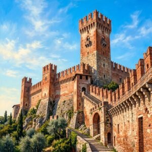Veduta architettonica della maestosa torre medievale e delle mura di Montagnana (Immagine non ufficiale)