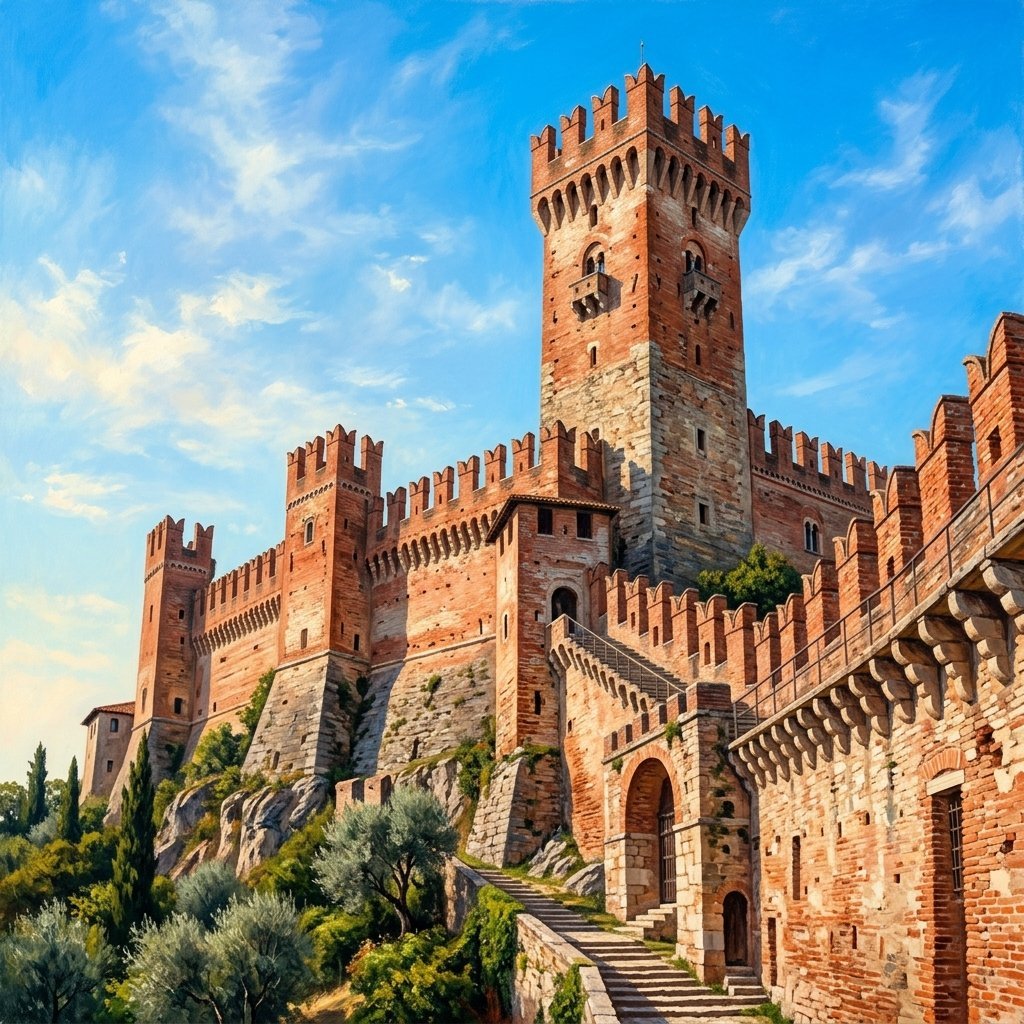 Veduta architettonica della maestosa torre medievale e delle mura di Montagnana (Immagine non ufficiale)