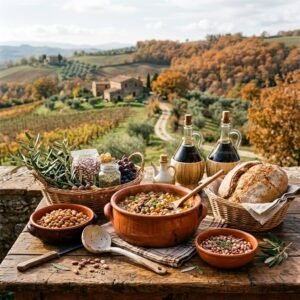 Rappresentazione artistica di Tradizione e Sapori Contadini: La Sagra del Fagiolo a Cave di Foligno (immagine non ufficiale)