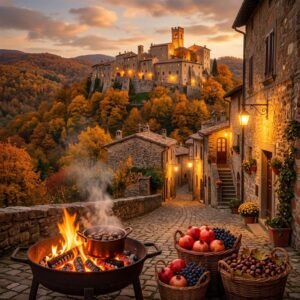 Rappresentazione artistica di Magie dei Boschi e Sapori Antichi: La Festa d'Autunno a Monte Santa Maria Tiberina (immagine non ufficiale)